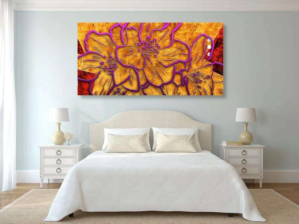 Εικόνα από αφηρημένα πολύχρωμα λουλούδια - 100x50