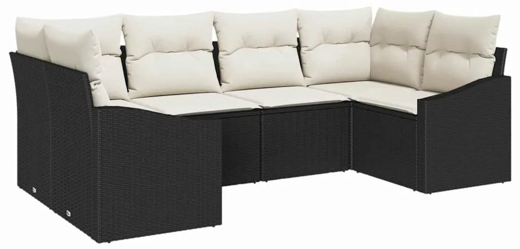 vidaXL Σετ Καναπέ Κήπου με μαξιλάρι 6 pcs Μαύρο και Κρέμα