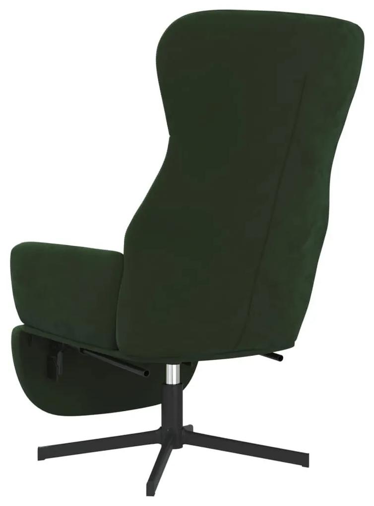Πολυθρόνα Relax Σκούρο Πράσινο Βελούδινη με Υποπόδιο - Πράσινο