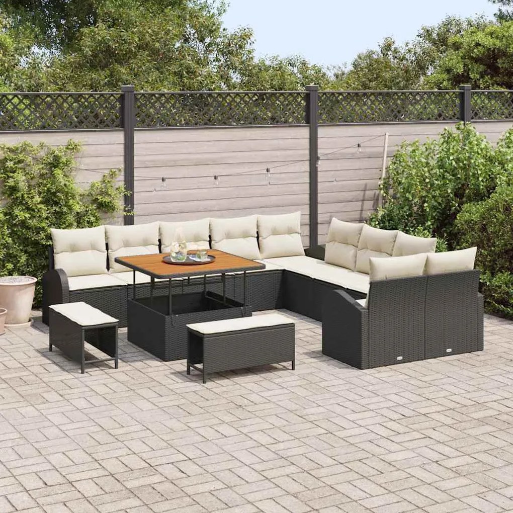 vidaXL Σετ Καναπέ Κήπου 13 pcs Μαύρο, Κρέμα 100 x 100 x 71 cm