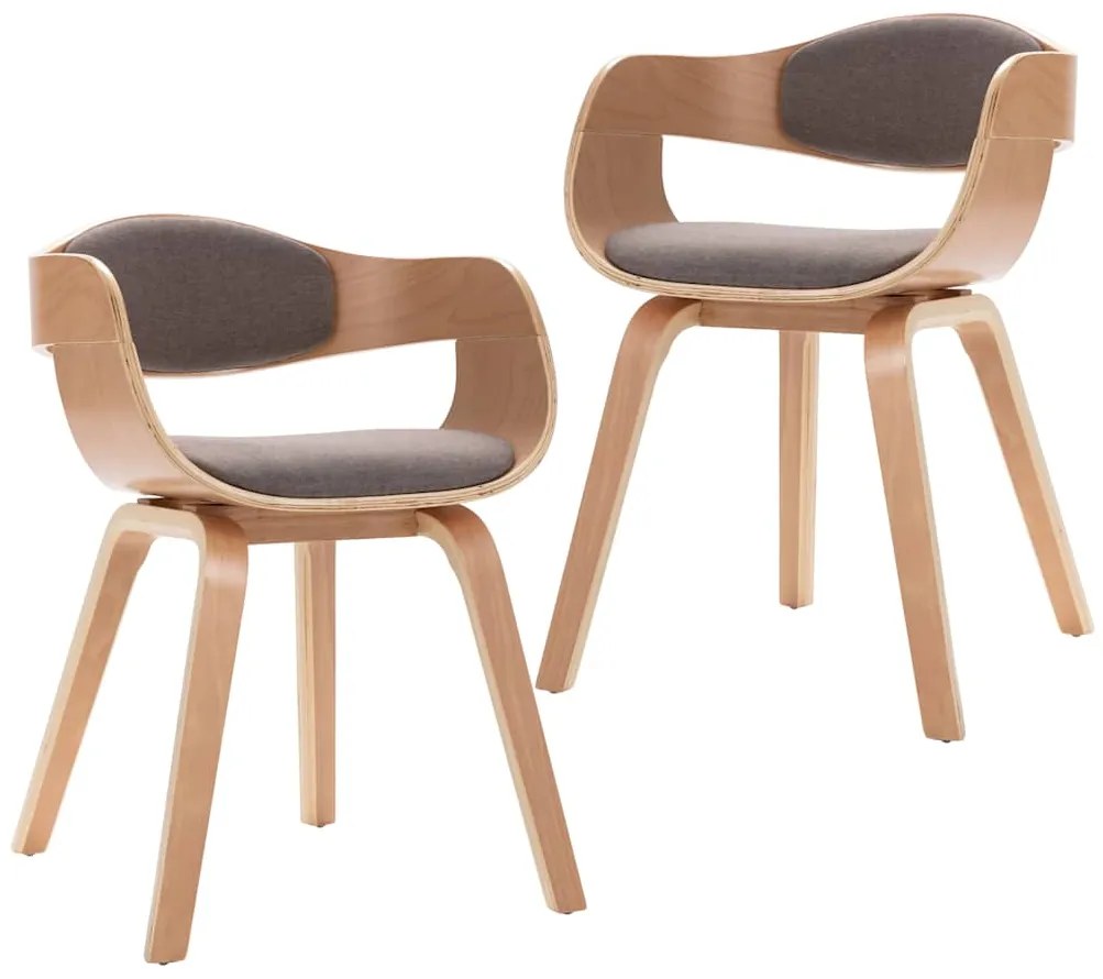 vidaXL Καρέκλες Τραπεζαρίας 2 τεμ. από Λυγισμένο Ξύλο / Taupe Ύφασμα