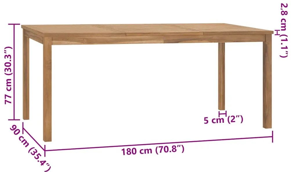 vidaXL Τραπεζαρία Κήπου 180 x 90 x 77 εκ. από Μασίφ Ξύλο Teak
