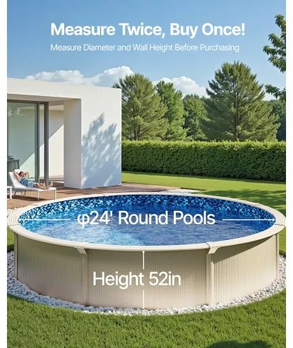 VEVOR Round Pool Liner 24ft Unibead Style Pool Liner 52in Wall Height