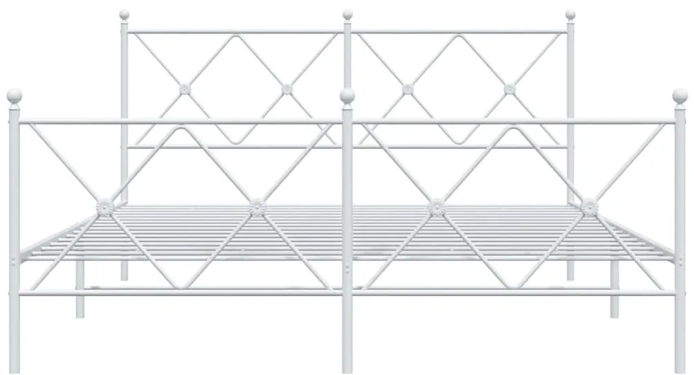 vidaXL Πλαίσιο Κρεβατιού με Κεφαλάρι&Ποδαρικό Λευκό 160x200εκ. Μέταλλο