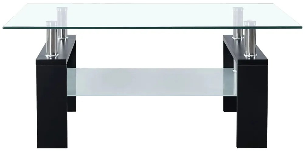 vidaXL Τραπεζάκι Σαλονιού Μαύρο και Διαφανές 95x55x40 εκ. Ψημένο Γυαλί