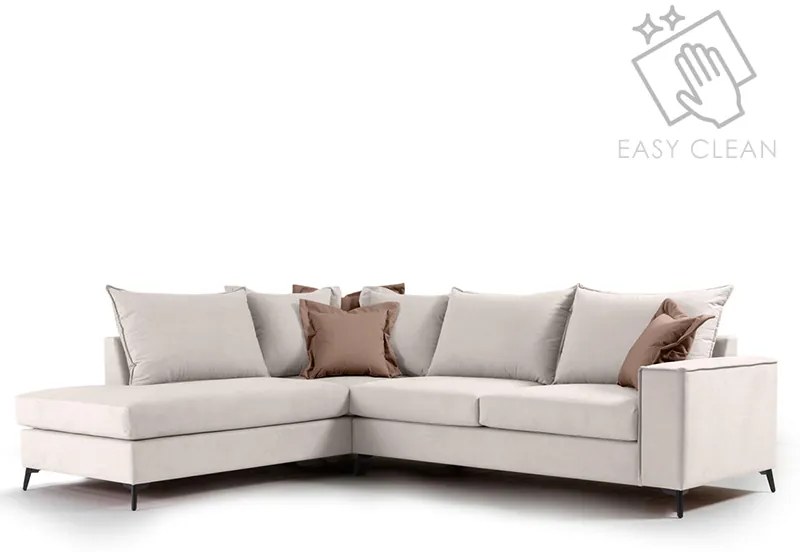 Γωνιακός καναπές δεξιά γωνία Romantic ύφασμα cream-mocha 290x235x95εκ Υλικό: FABRIC 168-000030