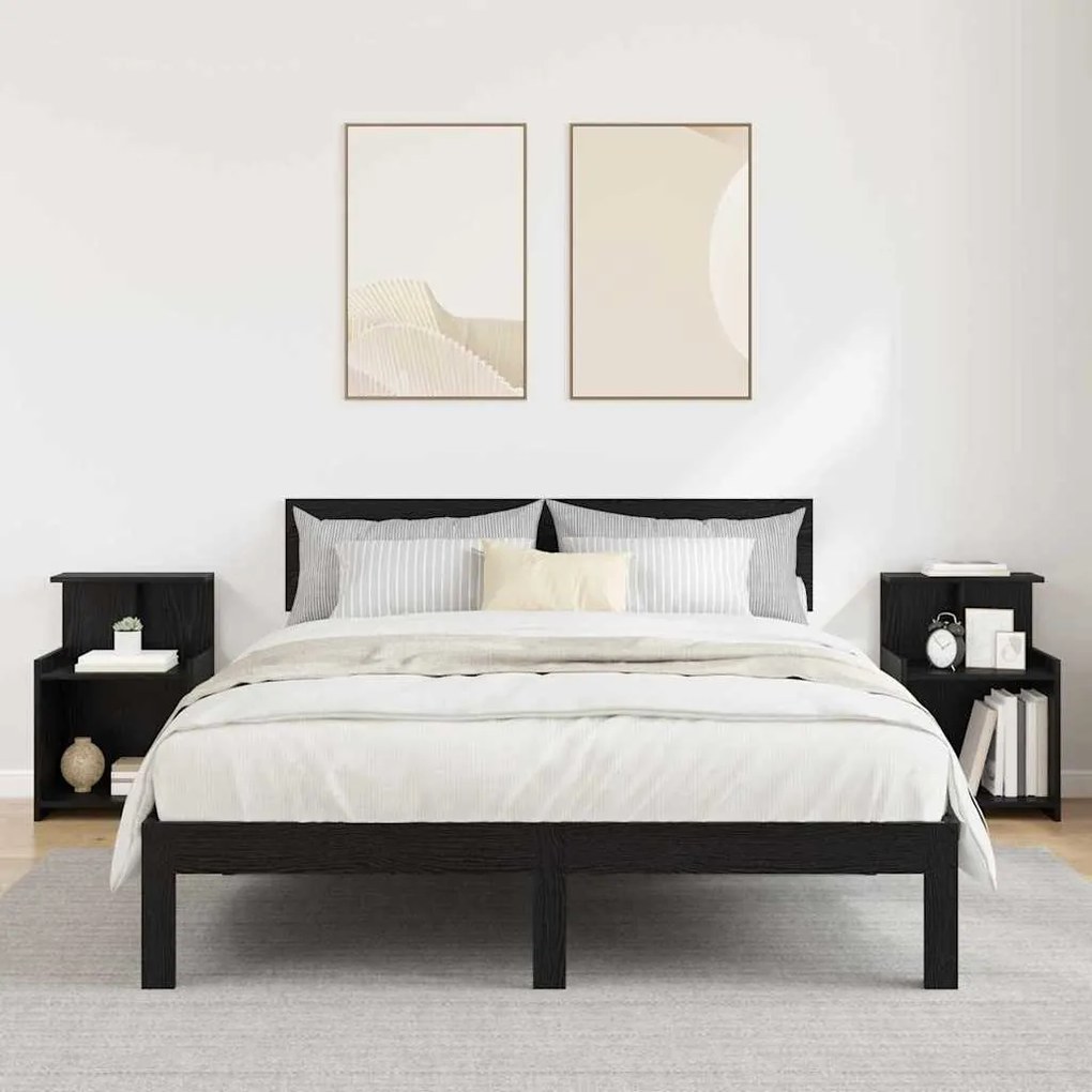 vidaXL Κομοδίνο 2 pcs Μαύρη δρυς 40 x 35 x 60 εκ. Επεξεργασμένο ξύλο