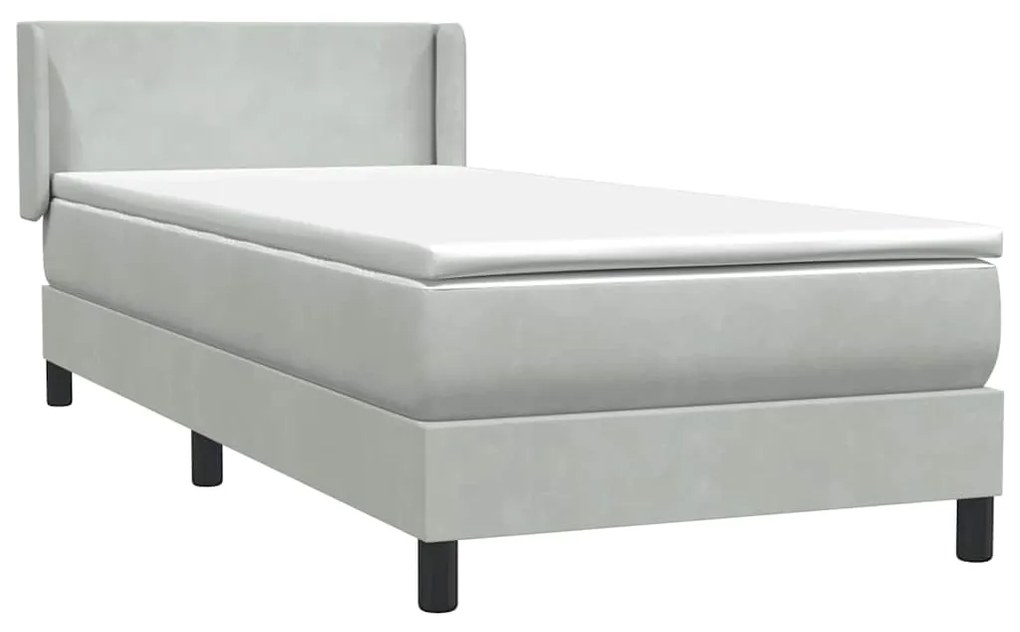 vidaXL Box Spring κρεβάτι με στρώμα ανοιχτό γκρι 100x220 εκ. Βελούδινο