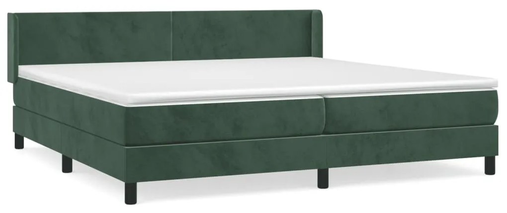 vidaXL Κρεβάτι Boxspring με Στρώμα Σκούρο Πράσινο 200x200εκ. Βελούδινο