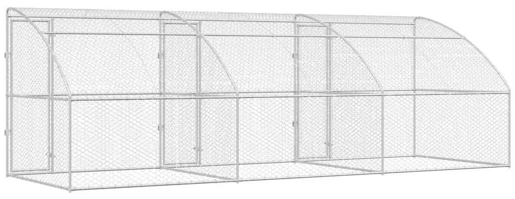 vidaXL Κλουβί Σκύλου με αποθήκευση 3 pcs Ασημί 6 x 2 x 2 m Ατσάλι