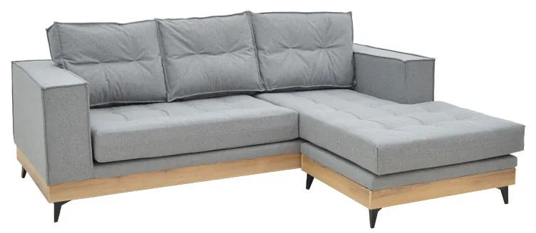 Γωνιακός καναπές αναστρέψιμος Mirabel pakoworld γκρι ύφασμα-φυσικό ξύλο 250x184x100εκ Model: 166-000022