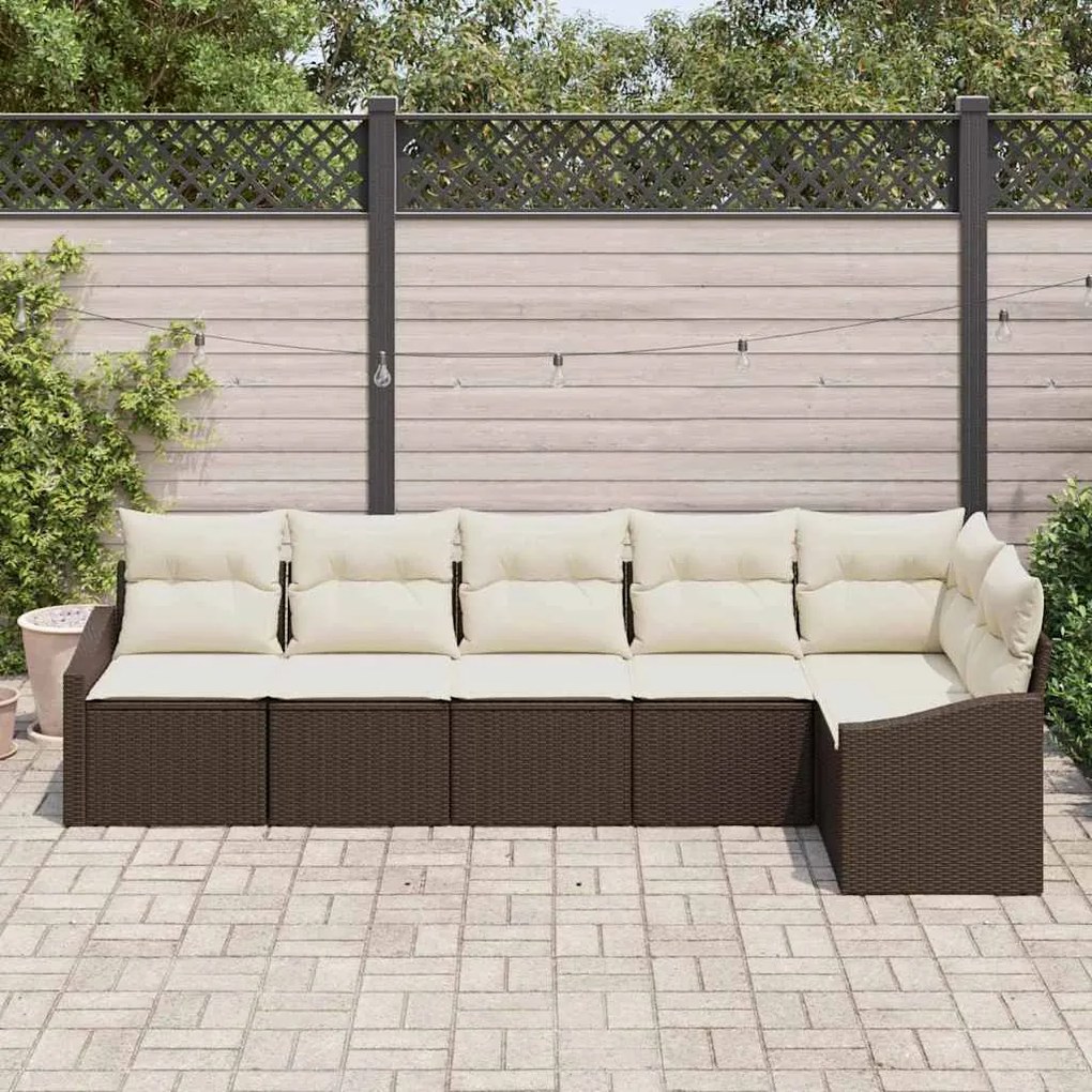 vidaXL Σετ Καναπέ Κήπου 6 pcs Καφέ Πολυ ράταν