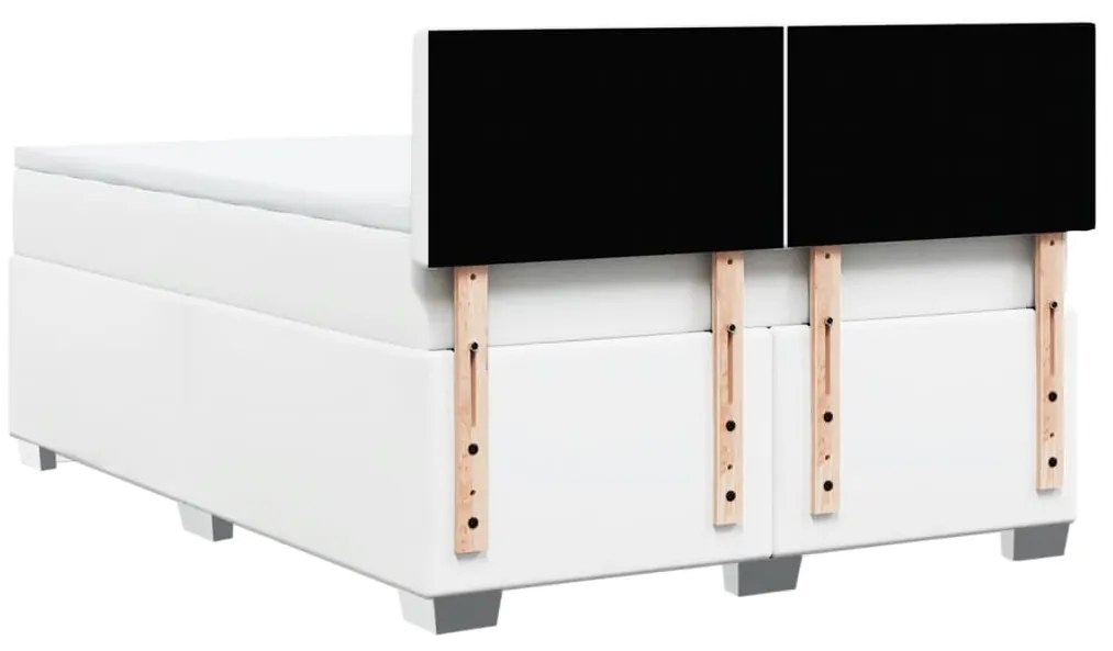 vidaXL Κρεβάτι Boxspring με Στρώμα Λευκό 160x200εκ.από Συνθετικό Δέρμα