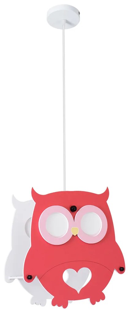 GloboStar® OWL 61576 Μοντέρνο Παιδικό Κρεμαστό Φωτιστικό Οροφής Μονόφωτο 1 x E27 Κόκκινο PVC Φιγούρα Κουκουβάγια Μ29.5 x Π15.5 x Υ30.5cm