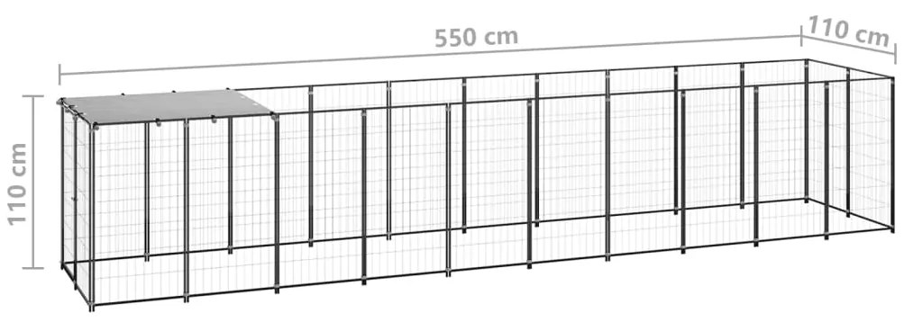 vidaXL Σπιτάκι Σκύλου Μαύρο 6,05 m² Ατσάλινο