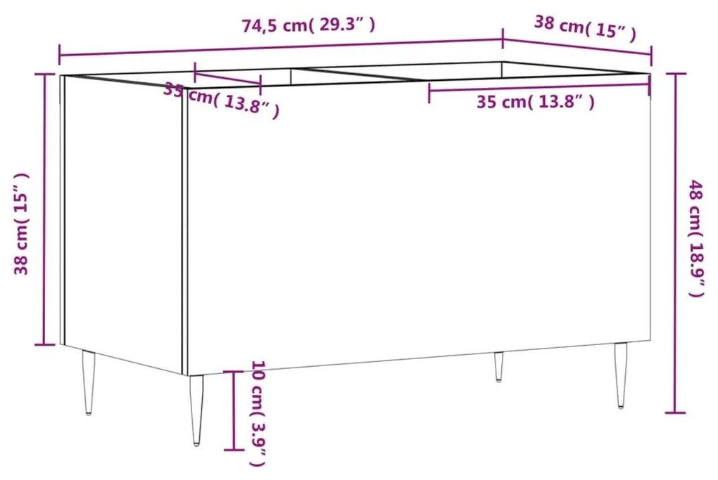 Δισκοθήκη Μαύρη 74,5 x 38 x 48 εκ. από Επεξεργασμένο Ξύλο - Μαύρο