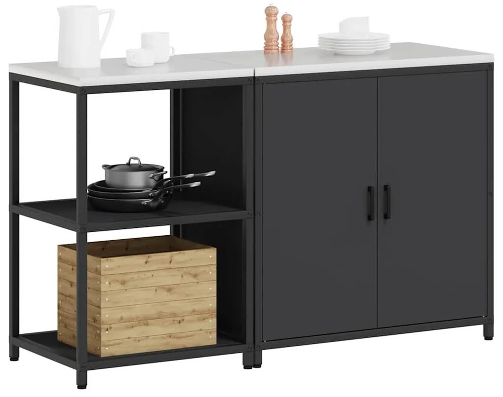 vidaXL Σετ Αποθήκευσης Κουζίνας 2 pcs Μαύρο Ψυχρής έλασης χάλυβας