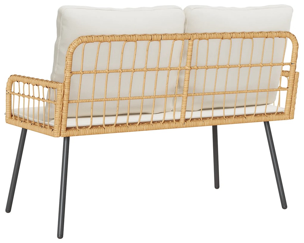 vidaXL Παγκάκι κήπου με μαξιλάρι Καφέ 114 x 64 x 78εκ Μέταλλο