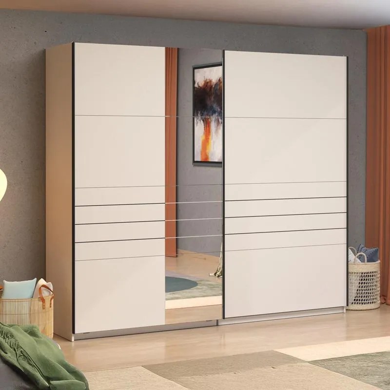 Ντουλάπα Συρόμενη VEYMONT 245 OG με Καθρέπτη Cashmere 245x61x218εκ. 245x61x218 εκ.