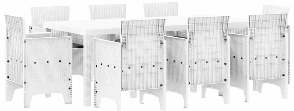 vidaXL Σέτ φαγητού για κήπο 9 pcs Λευκό Rattan Polt