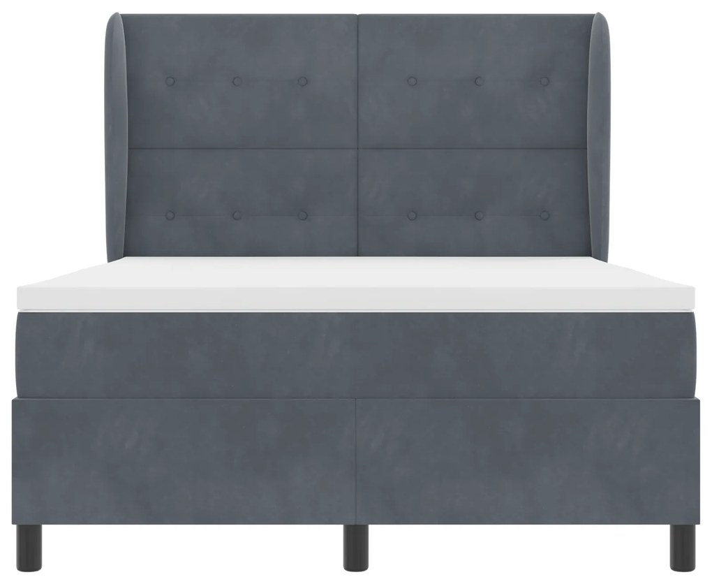 vidaXL Κρεβάτι με ΜMattress - Σκούρο Γκρι - 140x200 εκ - Βελούδο