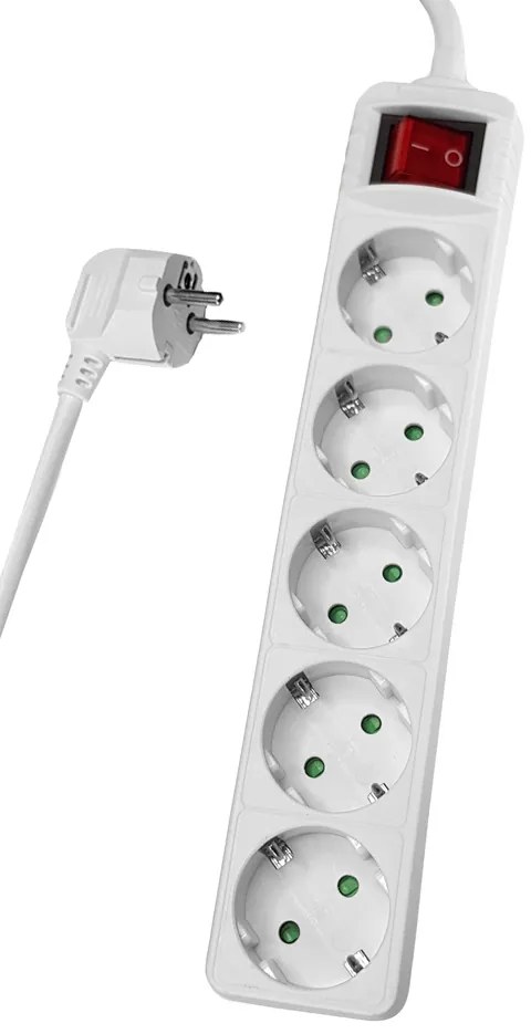POWERTECH πολύπριζο PT-876, 5x schuko, 16A, 3m, λευκό