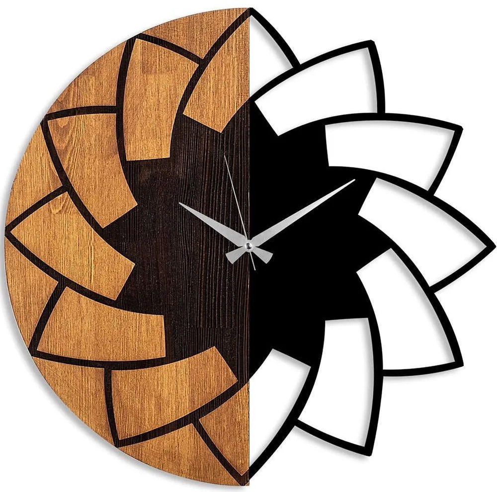 Ρολόι Τοίχου 539TNL1178 Φ56cm Walnut-Black Wallity Metal,Wood