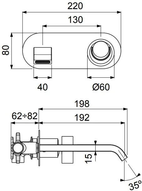 Μπαταρία νιπτήρα εντοιχισμού Halo Vicario-Inox