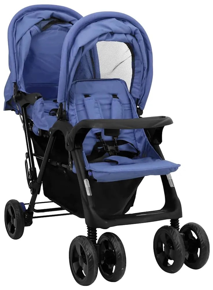 vidaXL Καρότσι Διδύμων Ναυτικό Μπλε Ατσάλινο