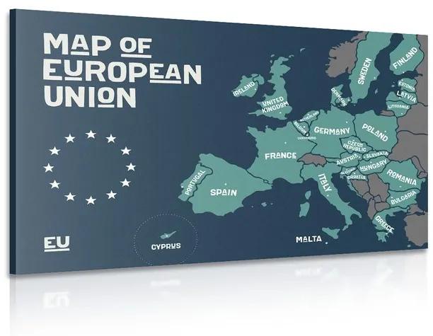Εικόνα εκπαιδευτικό χάρτη με ονόματα χωρών της Ε.Ε - 60x40