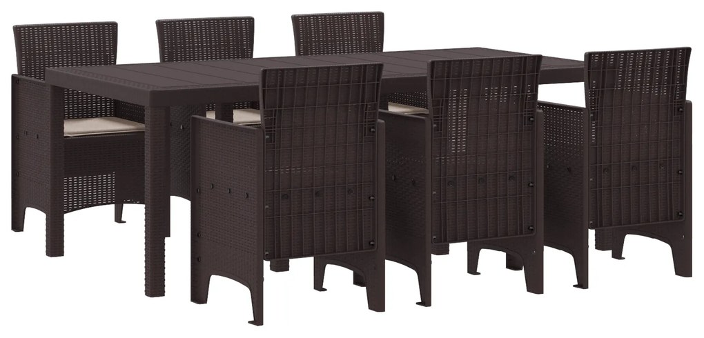 vidaXL Σετ Τραπεζαρίας Εξωτερικού Χώρου 7 pcs Καφέ 200 x 100 x 73 εκ.