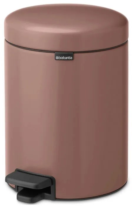 Κάδος με πεντάλ Brabantia NewIcon 1008841, 5 L, Ομαλό κλείσιμο, Αντιολισθητική βάση, Σατινέ φινίρισμα, Καφέ