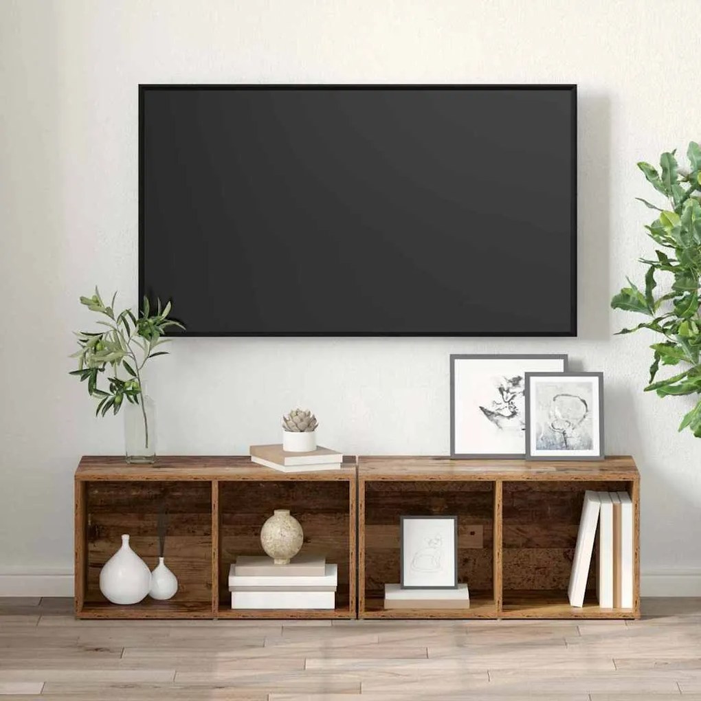 vidaXL Σετ επίπλου τηλεόρασης 2 pcs Παλιό Ξύλο Επεξεργασμένο ξύλο