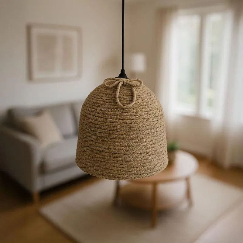 Φωτιστικό οροφής Lamper Inart ψάθινο φυσικό Φ34x87εκ 34x34x87 εκ.