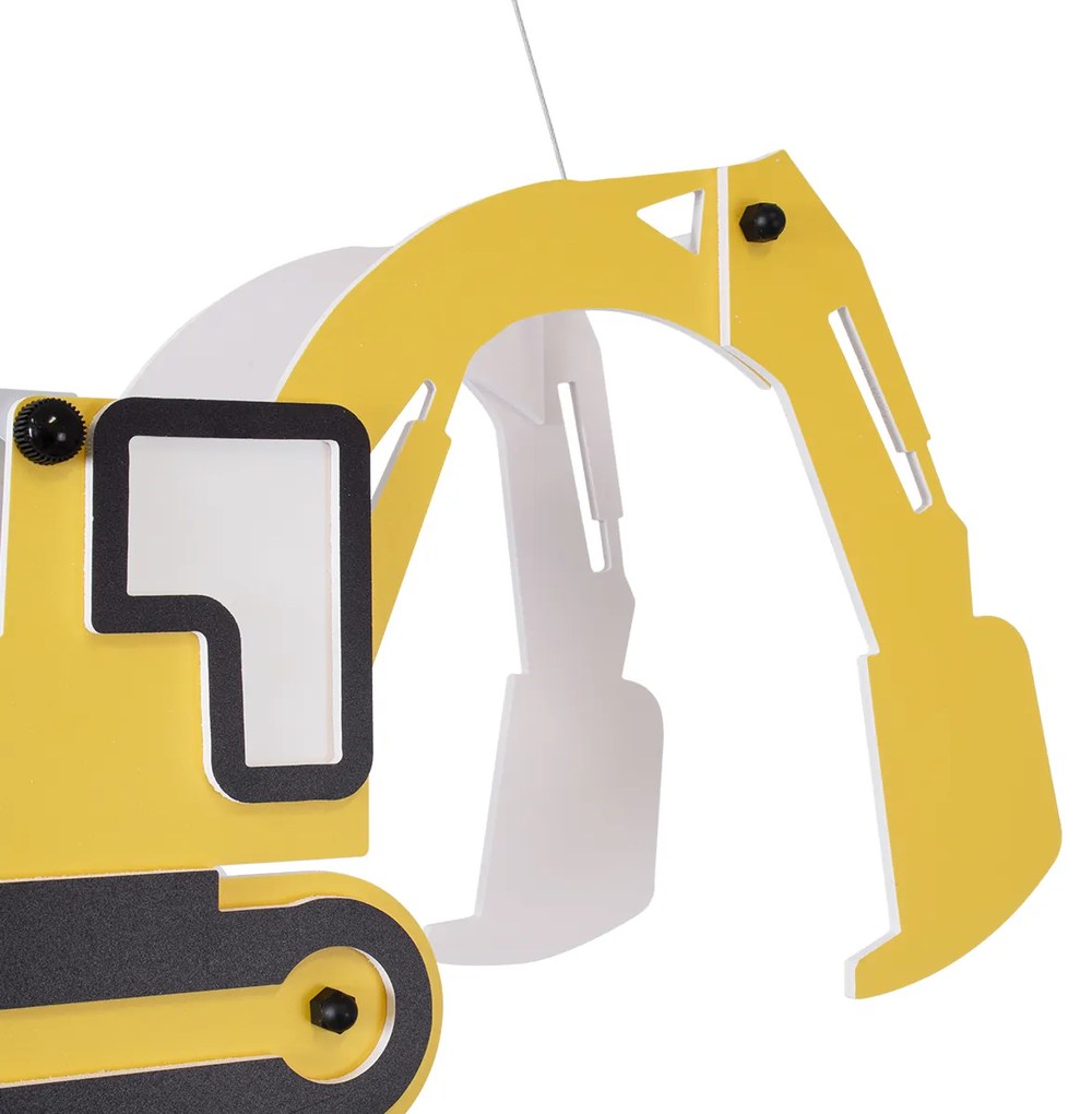 GloboStar EXCAVATOR 61579 Μοντέρνο Παιδικό Κρεμαστό Φωτιστικό Οροφής Μονόφωτο 1 x E27 Κίτρινο PVC Φιγούρα Εκσκαφέας-Φαγάνα Μ45 x Π15.5 x Υ27cm - 61579