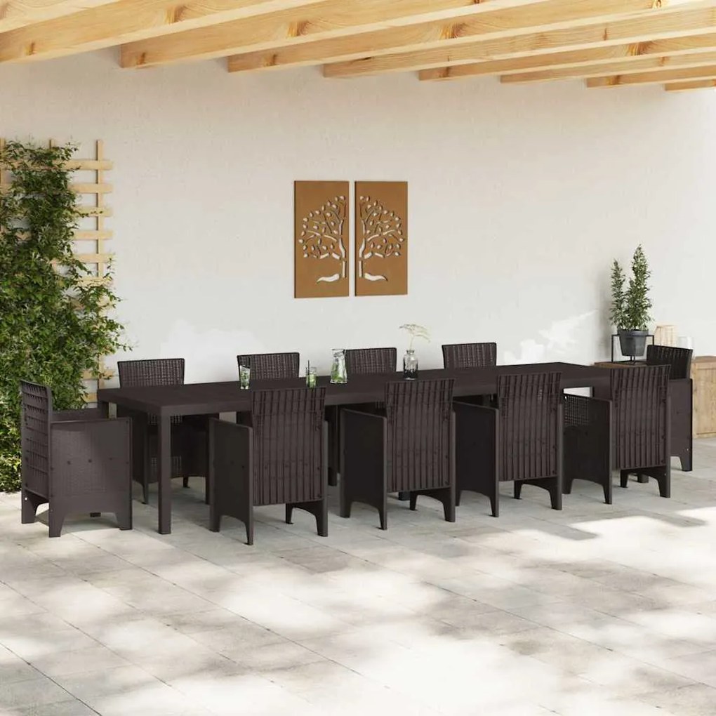 vidaXL Τραπέζι Κήπου Καφέ 350 x 100 x 73 εκ. συνθετικό ρατάν