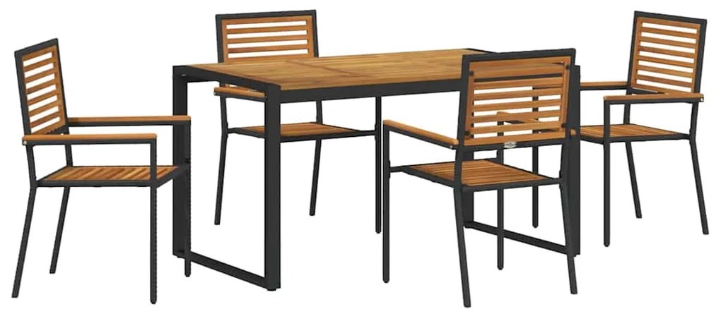 vidaXL Σέτ φαγητού για κήπο 5 pcs Μαύρο, Ξύλο 140 x 80 x 75 cm