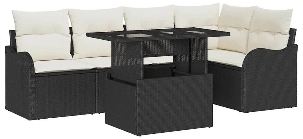 vidaXL Σετ Καναπέ Κήπου με μαξιλάρι 6 pcs Μαύρο Πολυ ράταν