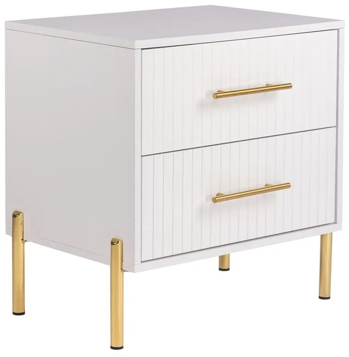 WOODWELL Ε7010,1FINO Κομοδίνο με 2 Συρτάρια, Άσπρο 58x43x58cm Ε7010,1