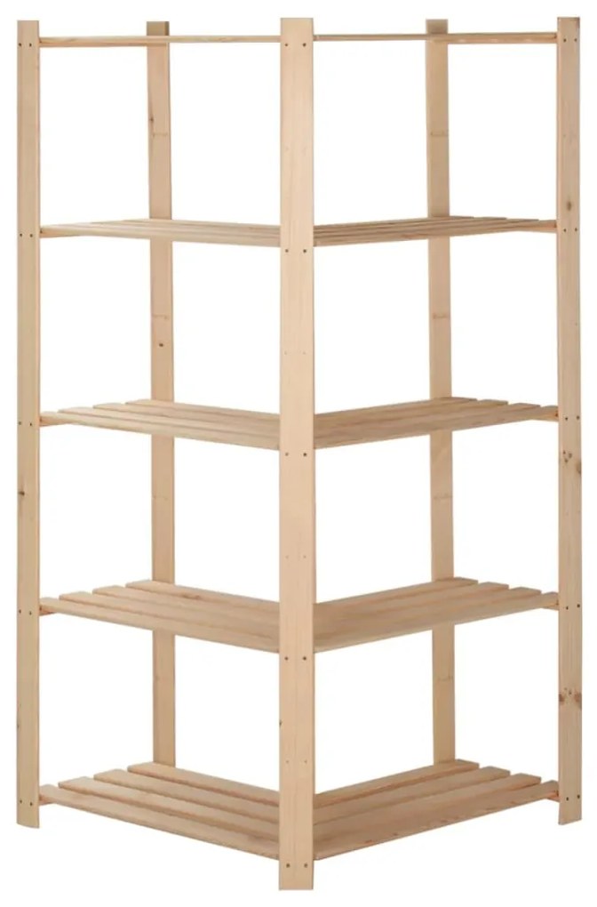 vidaXL Γωνιακή Ραφιέρα 5 Επιπέδων 82,5x82,5 x170 εκ. Μασίφ Ξύλο Πεύκου