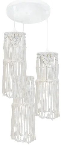 Φωτιστικό Οροφής Τρίφωτο Heronia Macrame 01 Handmade 31-1062 Rope/White