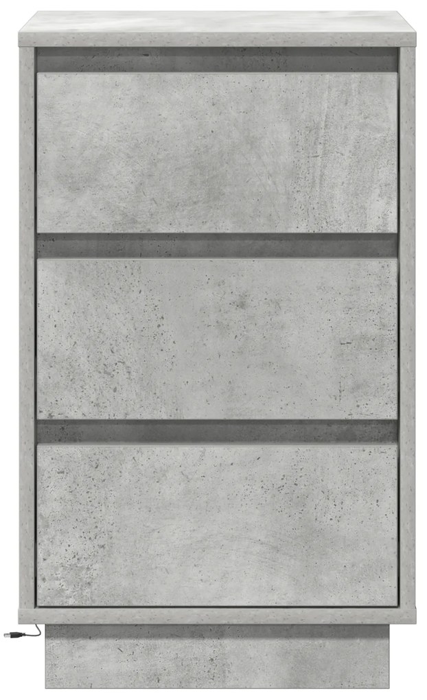 vidaXL Κομοδίνο με LED Γκρι Σκυρόδεμα 39x34.5x65 εκ. Επεξεργασμένο Ξύλο