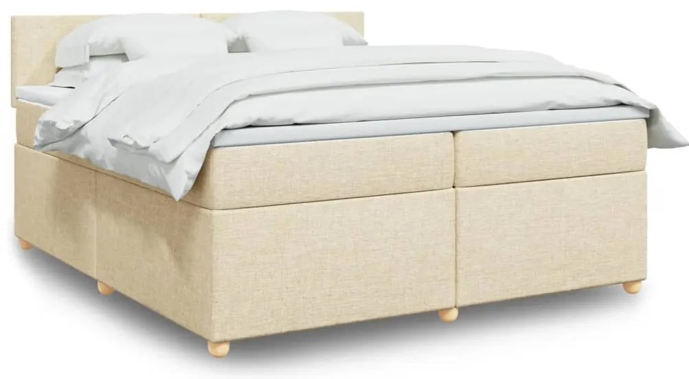 vidaXL Κρεβάτι Boxspring με Στρώμα Κρεμ 200x200 εκ. Υφασμάτινο