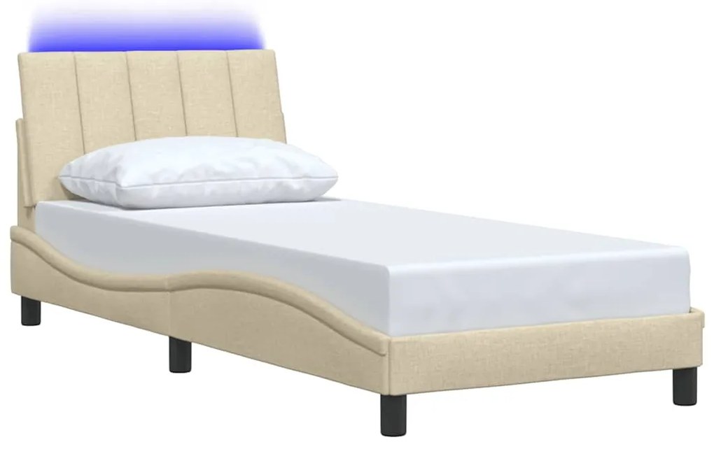 Πλαίσιο κρεβατιού χωρίς στρώμα Κρέμα 80x200cm Ύφασμα - Κρεμ
