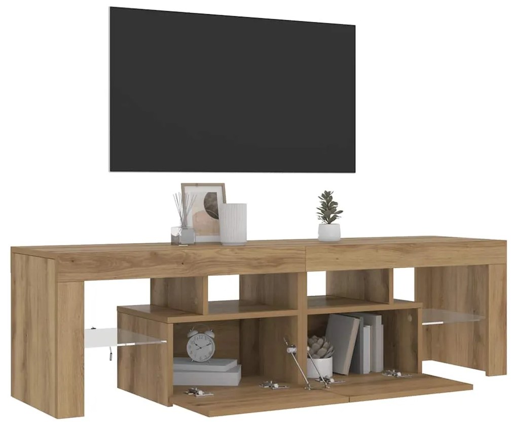 vidaXL Έπιπλο Τηλεόρασης με LED Αρτισιανή Δρυς 140x36,5x40εκ Επεξ.Ξύλο