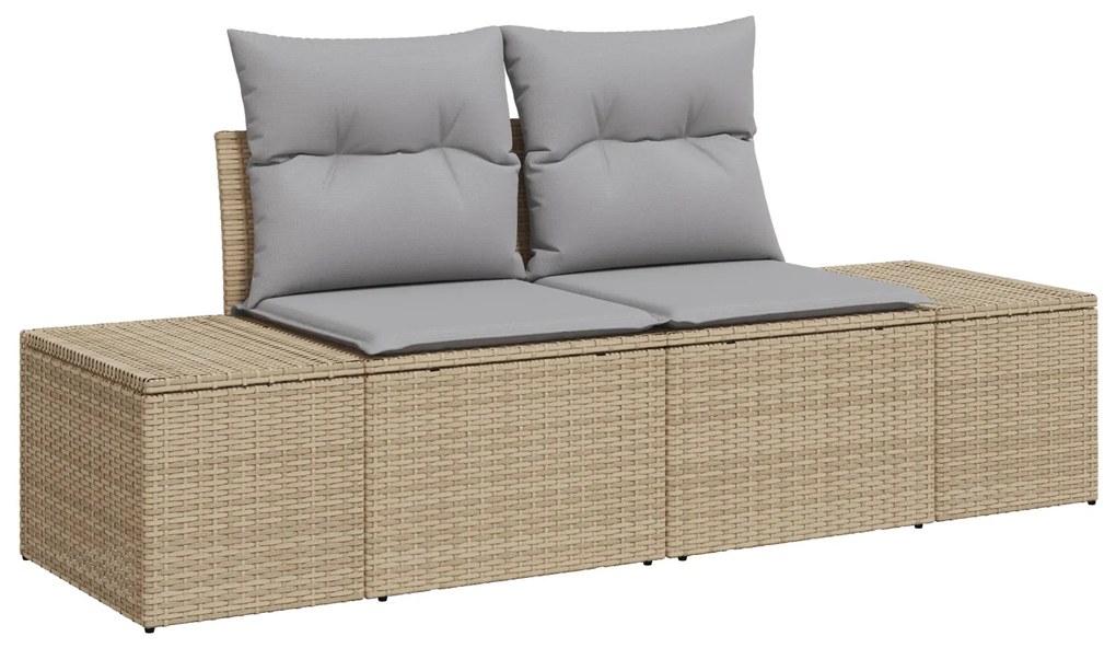 vidaXL Set Κήπου 4 Τεμαχίων με Μαξιλάρια Μπεζ Πολυ Ράτταν