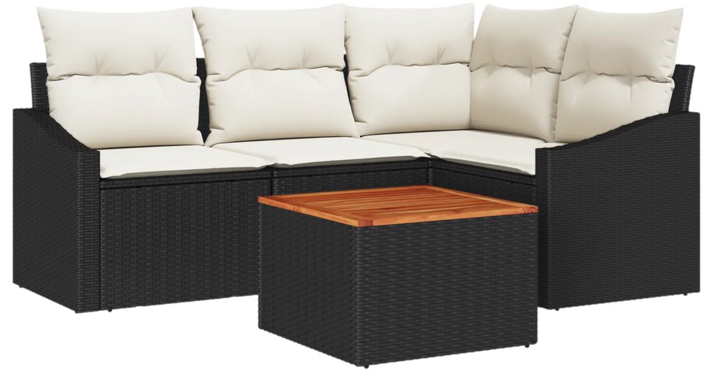 vidaXL Σετ Καναπέ Κήπου 5 pcs Μαύρος, λευκός 55 x 55 x 37 εκ