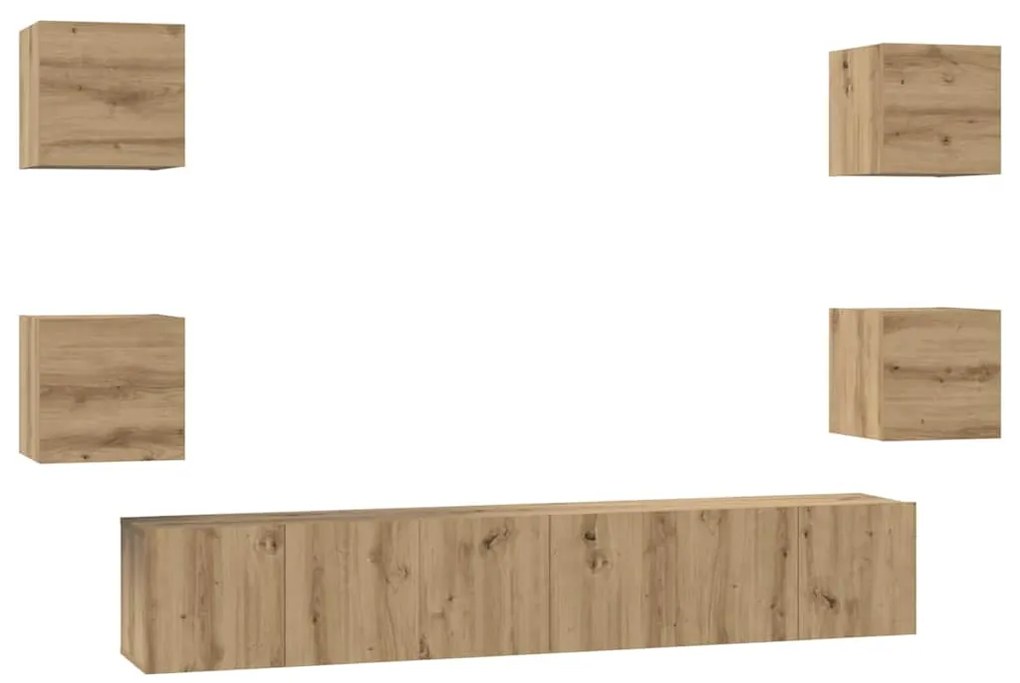 vidaXL Σετ επίπλου τηλεόρασης 7 pcs artisan δρυς 60 x 30 x 30 cm