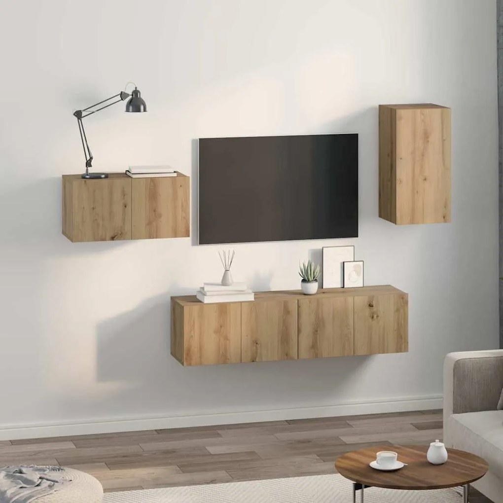 vidaXL Σετ επίπλου τηλεόρασης 4 pcs artisan δρυς 30.5 x 30 x 60 εκ.
