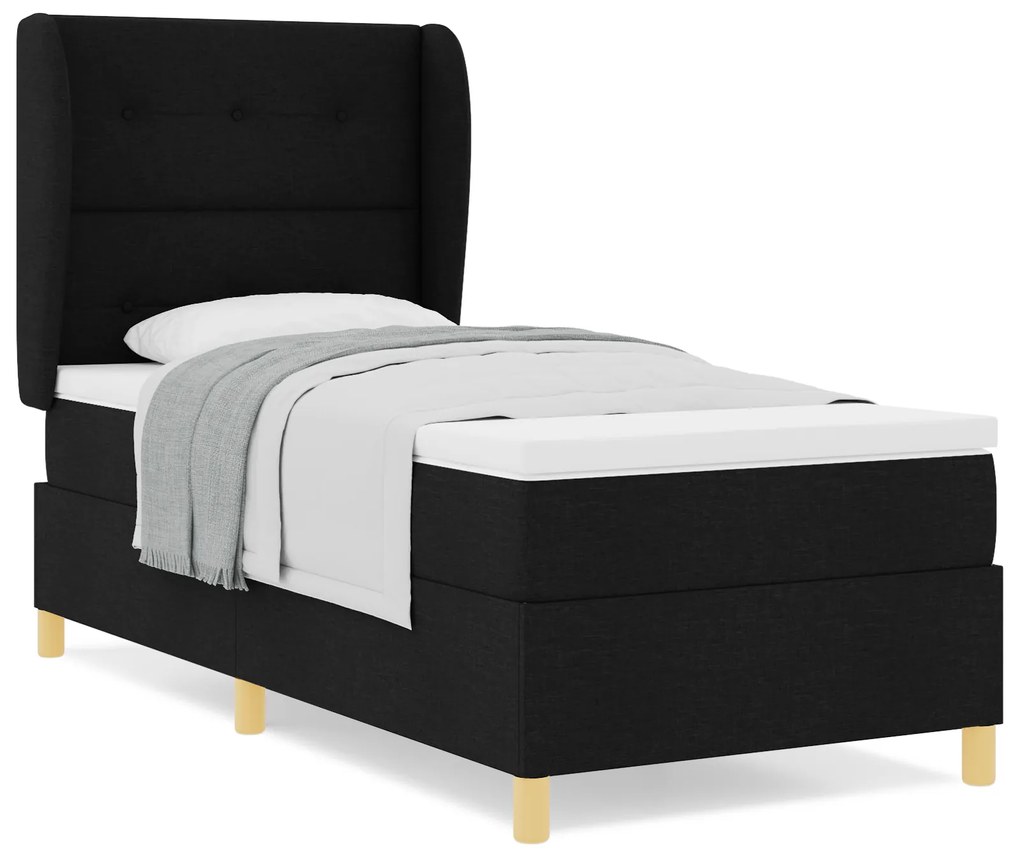 vidaXL Κρεβάτι Box Spring με Στρώμα Μαύρο 90x190 εκ Ύφασμα